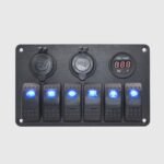 PANEL CONTROL 6 SWITCH CON USB, 12V Y VOLTIMETRO DIGITAL