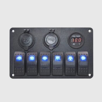 PANEL CONTROL 6 SWITCH CON USB, 12V Y VOLTIMETRO DIGITAL